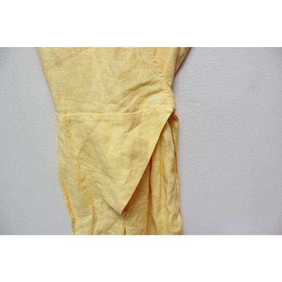 Not Perfect Linen Margaret Yellow Wrap Jumpsuit Size Small - Picture 3 of 5